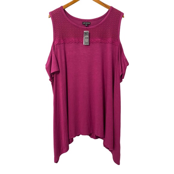 Lane Bryant Swing Collection maroon cold shoulder blouse size 26 28 - Picture 1 of 10
